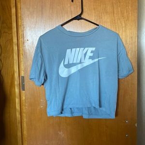 cropped blue nike top